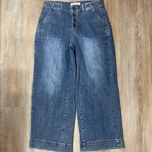 Tribal Blue Wide-Leg High-Rise Jeans